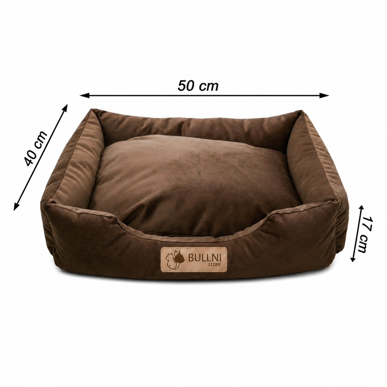 Cama Para Cachorros e Gatos Retangular Marrom Liso Bullni Store