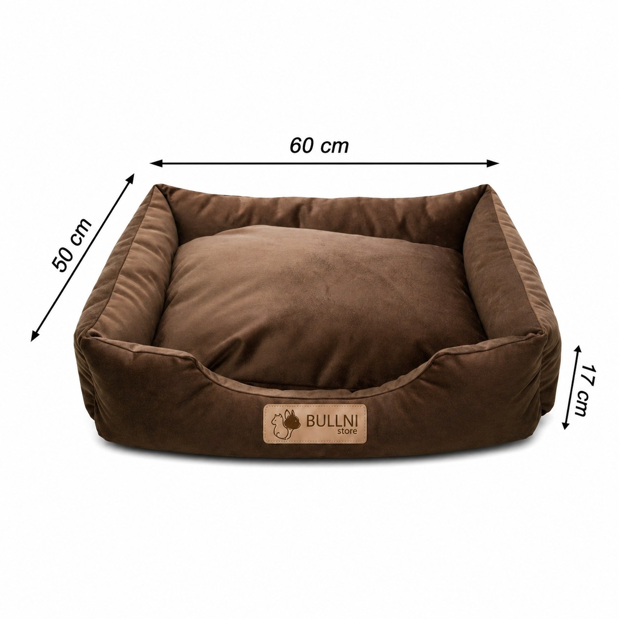 Cama Para Cachorros e Gatos Retangular Marrom Liso Bullni Store