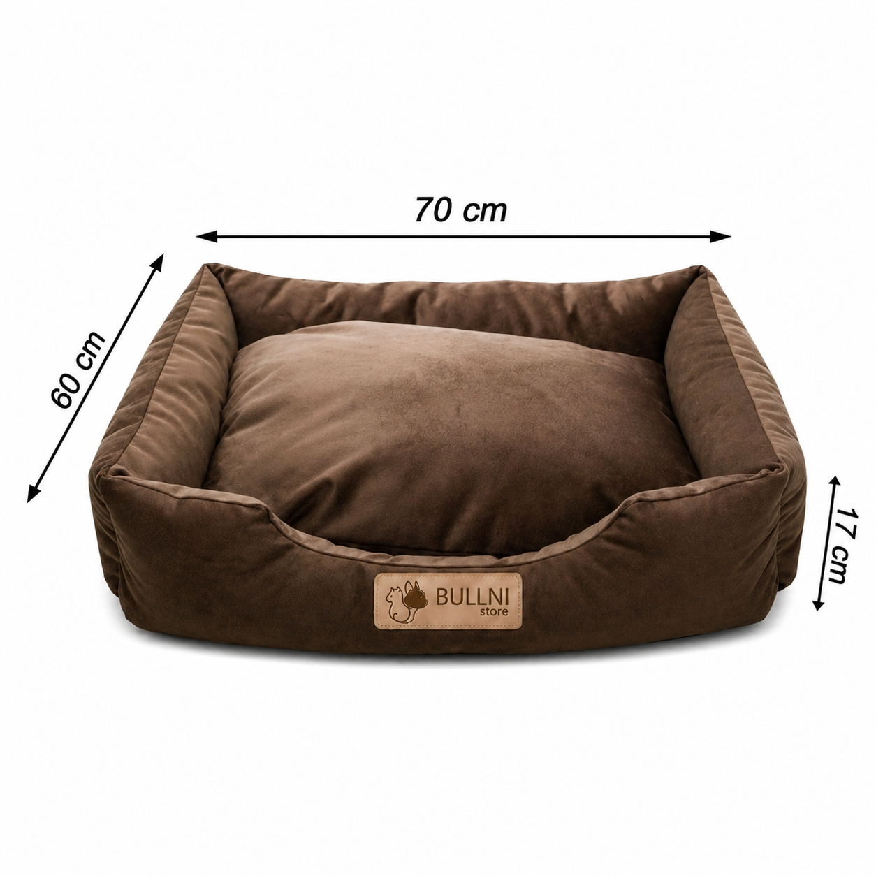 Cama Para Cachorros e Gatos Retangular Marrom Liso Bullni Store
