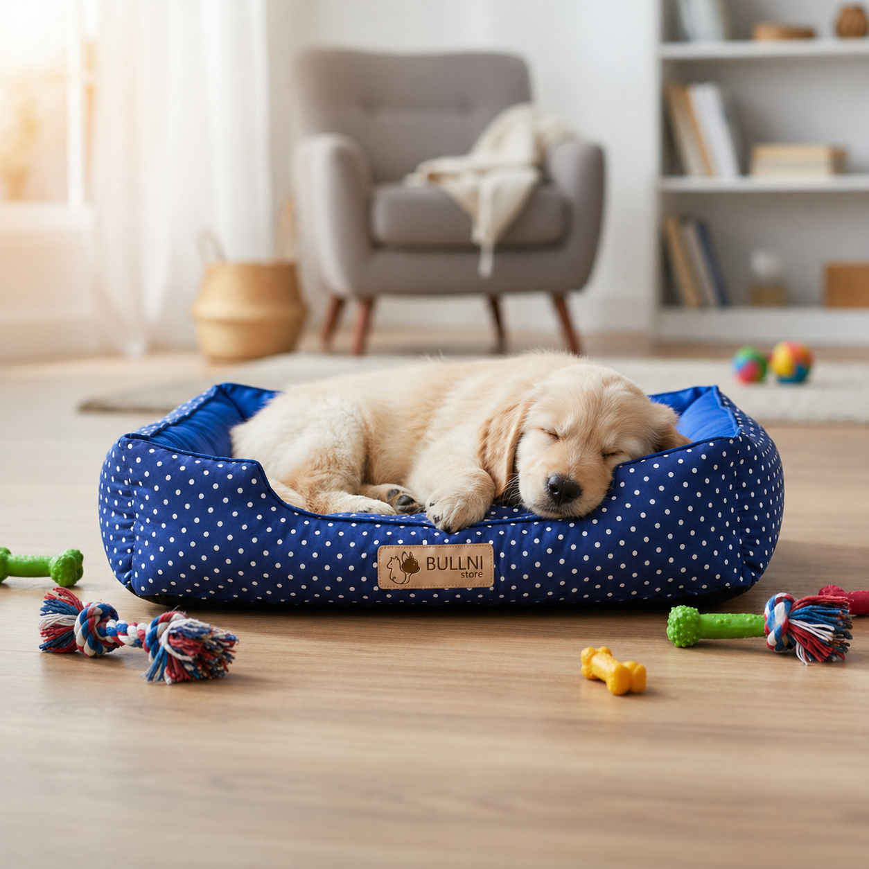 Cama Para Cachorros e Gatos retangular Azul Poa Bullni Store