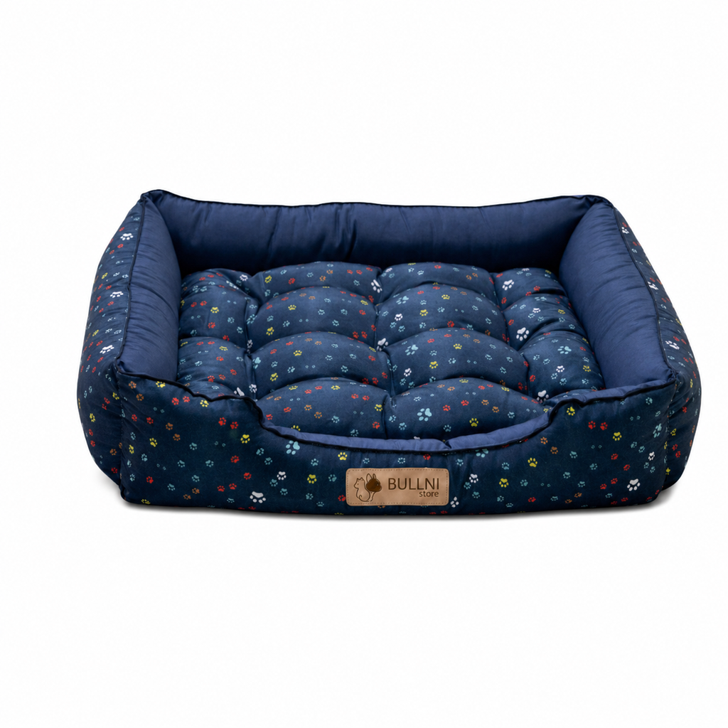 Cama Para Cachorros e Gatos retangular Azul Patinha Bullni Store