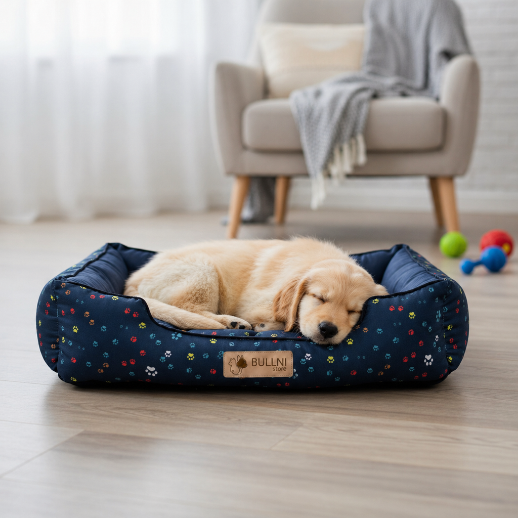 Cama Para Cachorros e Gatos retangular Azul Patinha Bullni Store