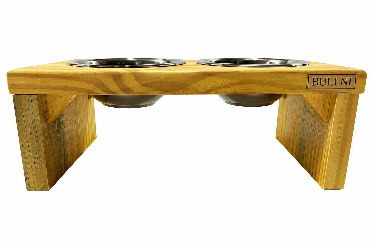 Comedouro Elevado Pet Madeira com tigela Inox Bullni Store