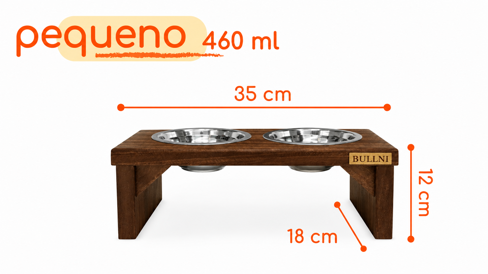 Comedouro Elevado Pet Marrom de Madeira Bullni Store