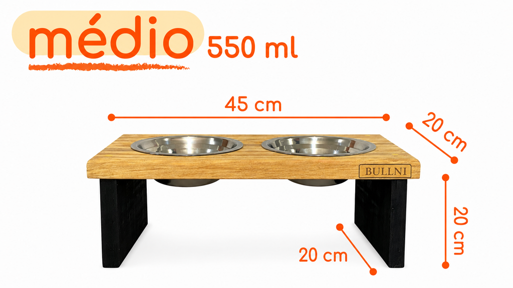 Comedouro Elevado e personalizado de Madeira para Pets Bullni Store