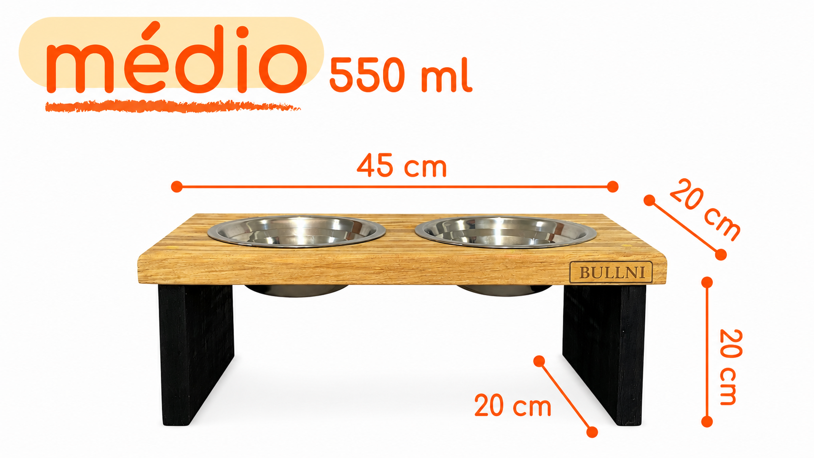 Comedouro Elevado e personalizado de Madeira para Pets Bullni Store