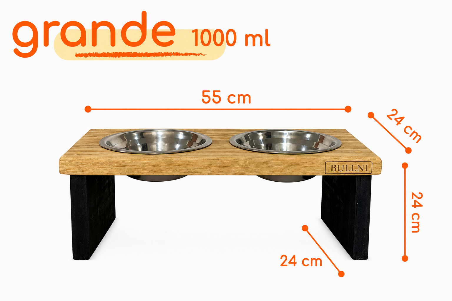 Comedouro Elevado e personalizado de Madeira para Pets Bullni Store