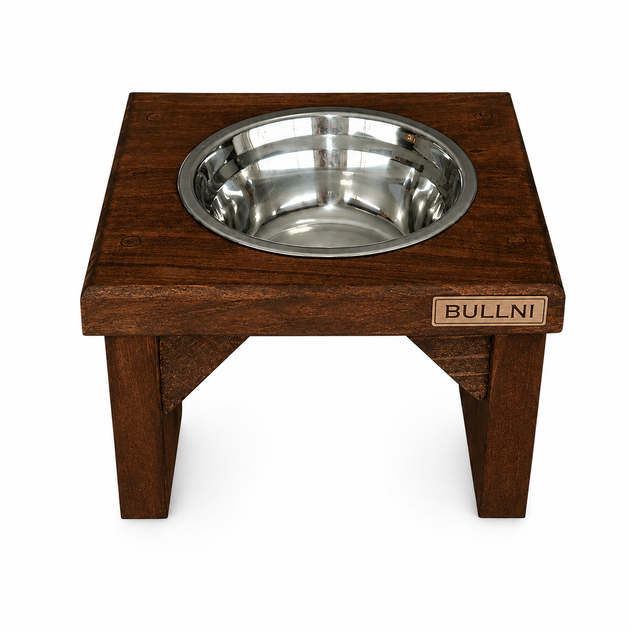Comedouro Individual Pet Madeira Marrom Bullni Store