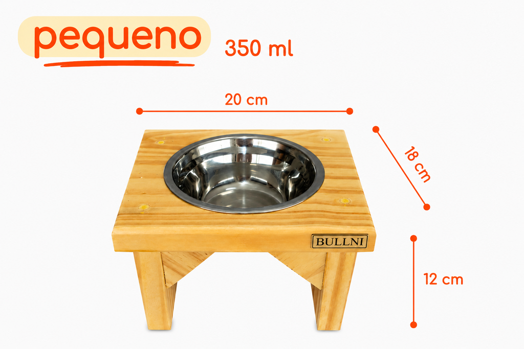 Comedouro Individual de Madeira para Pets Bullni Store