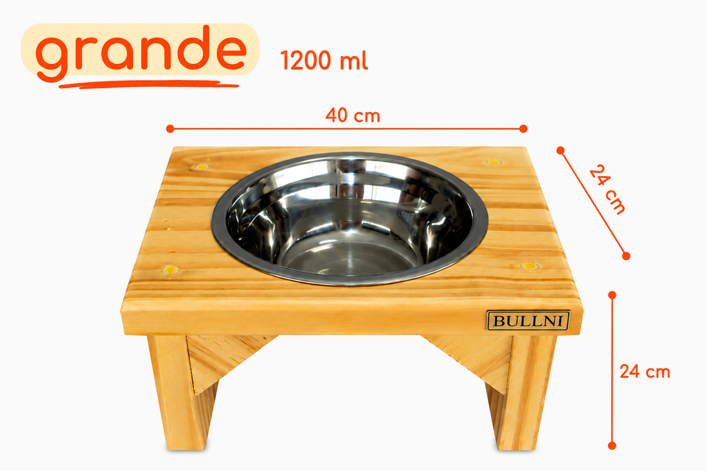 Comedouro Individual de Madeira para Pets Bullni Store