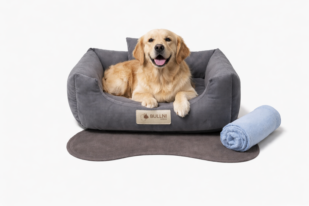 Kit Luxo - Cama, Tapete, Almofada e Cobertor — Cinza