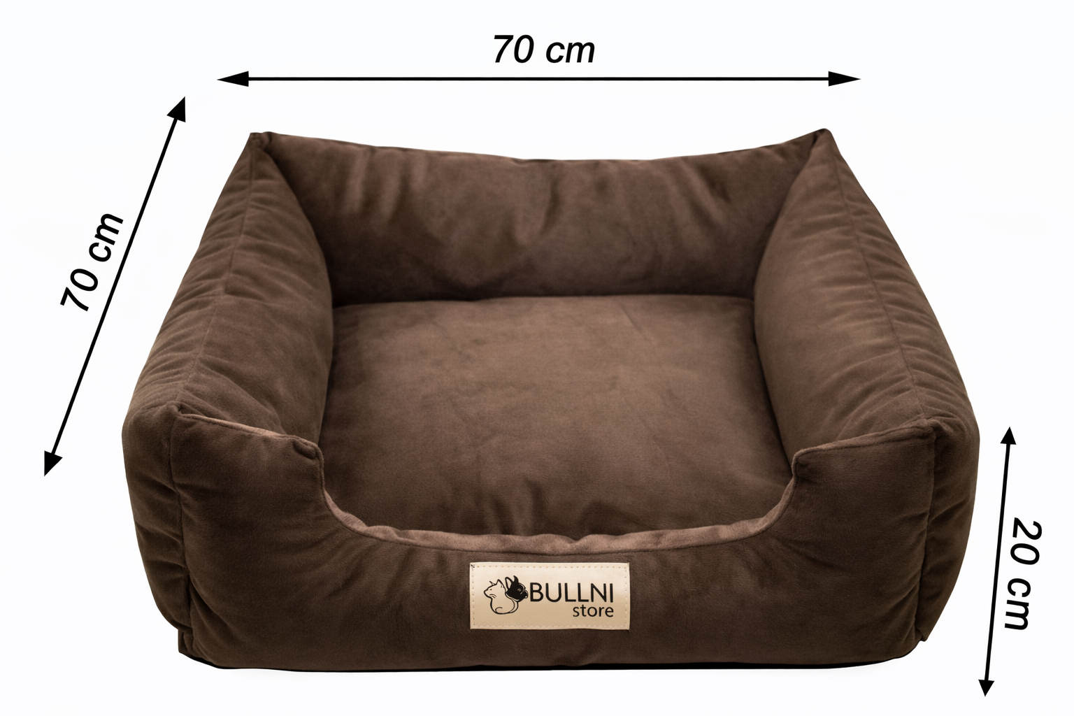 Cama Quadrada para Cachorro ou Gatos Super Luxo Bullni Marrom