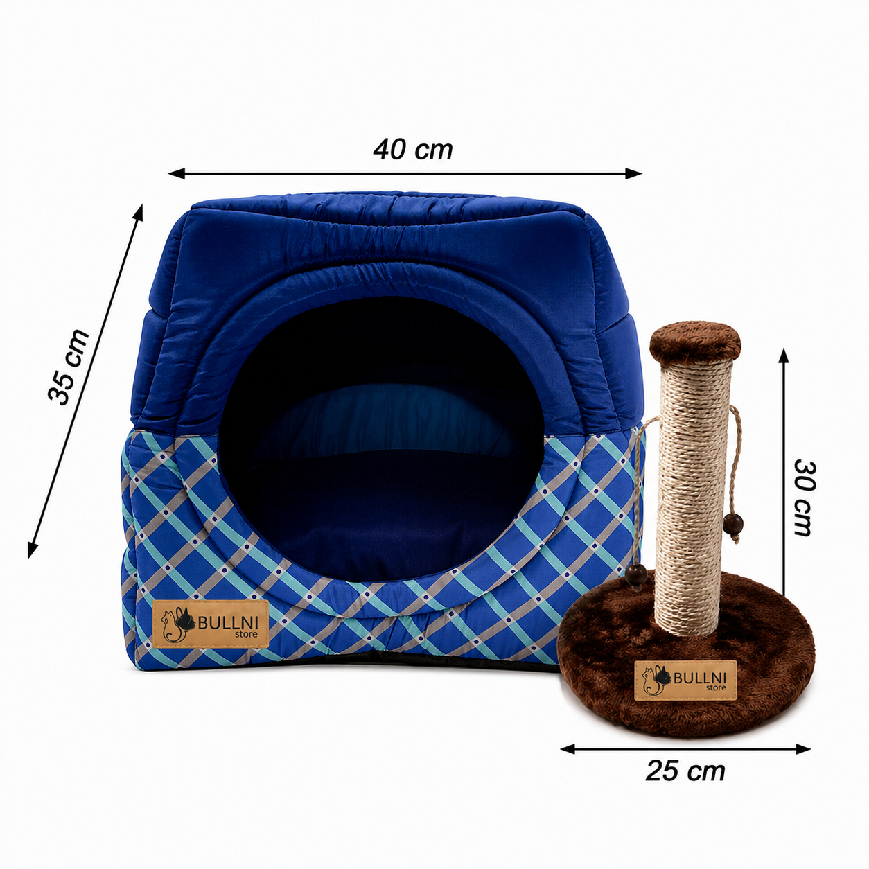 Toca Iglu Pet e Arranhador para Gatos Azul Bullni Store