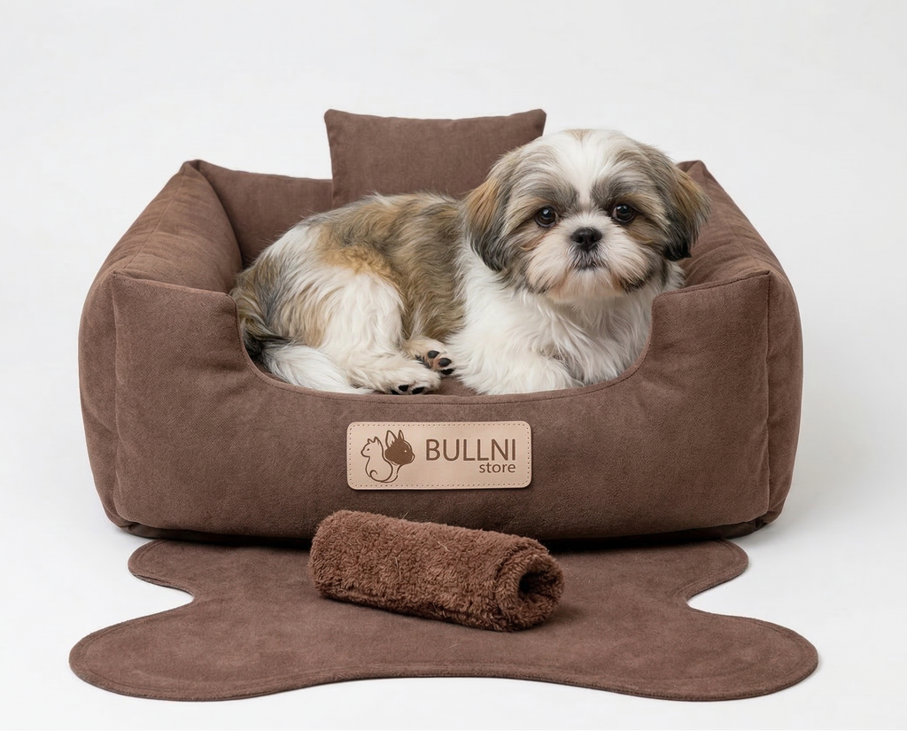 Kit Luxo - Cama, Tapete, Almofada e Cobertor — Marrom Mocha