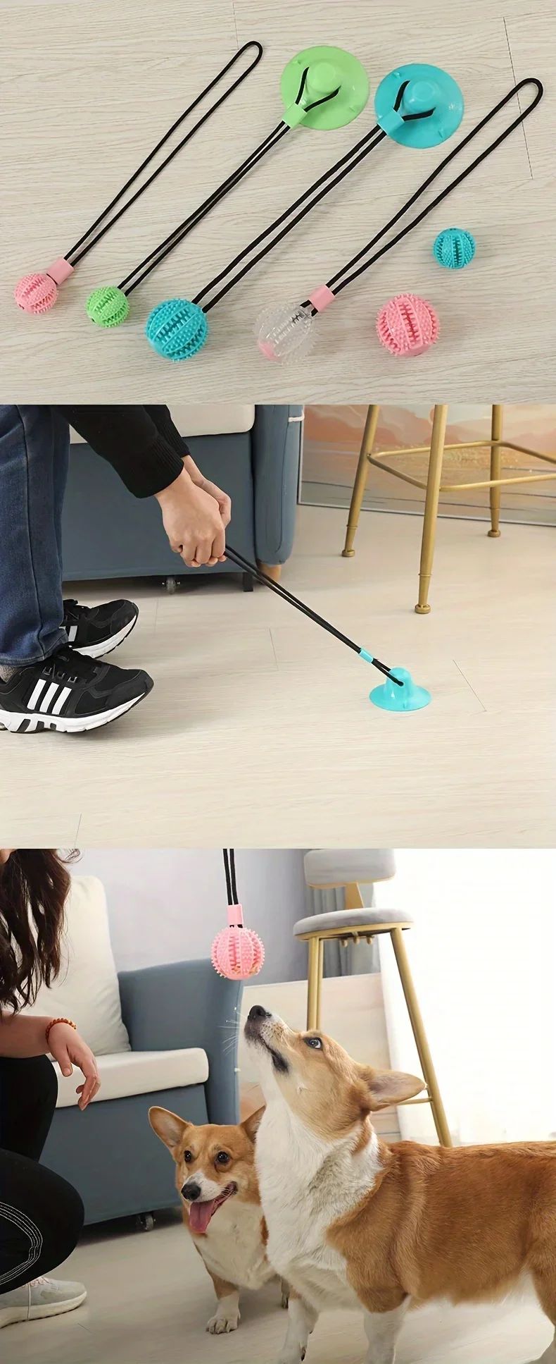 Brinquedo interativo elástico com som  e colocação de alimento