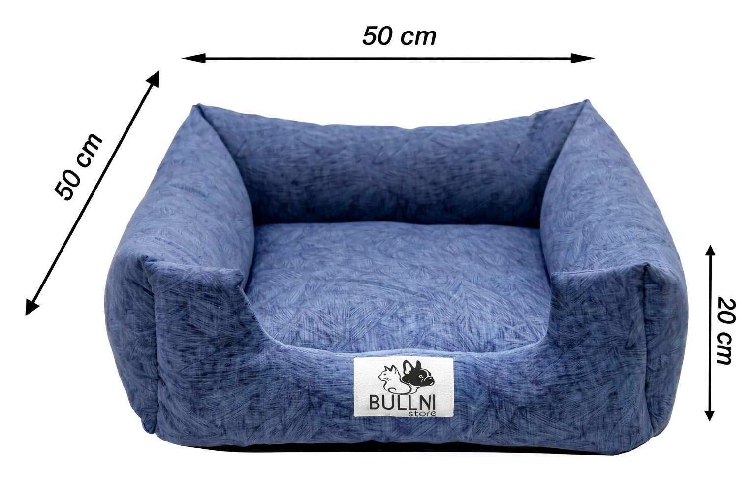 Cama Quadrada para Cachorro ou Gato Bullni Luxo Azul Petróleo