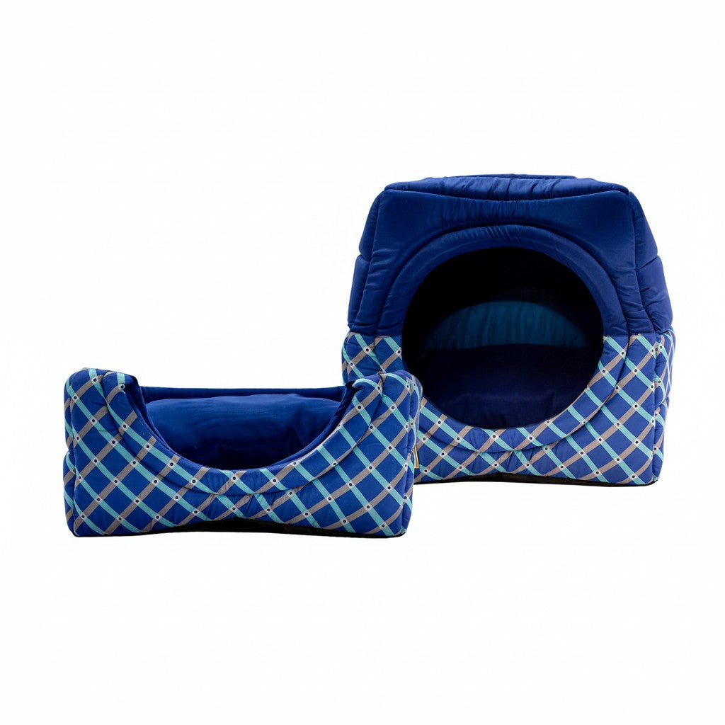 Toca Iglu Pet Cachorro Gato Confortável Azul Geometrico Drop