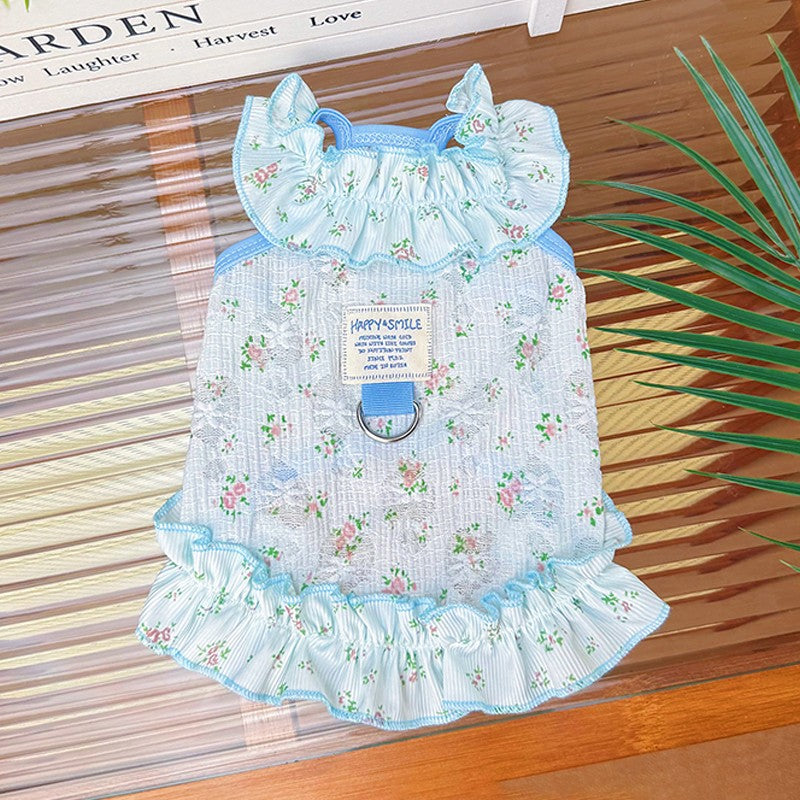 Primavera verão vestido floral  para cães