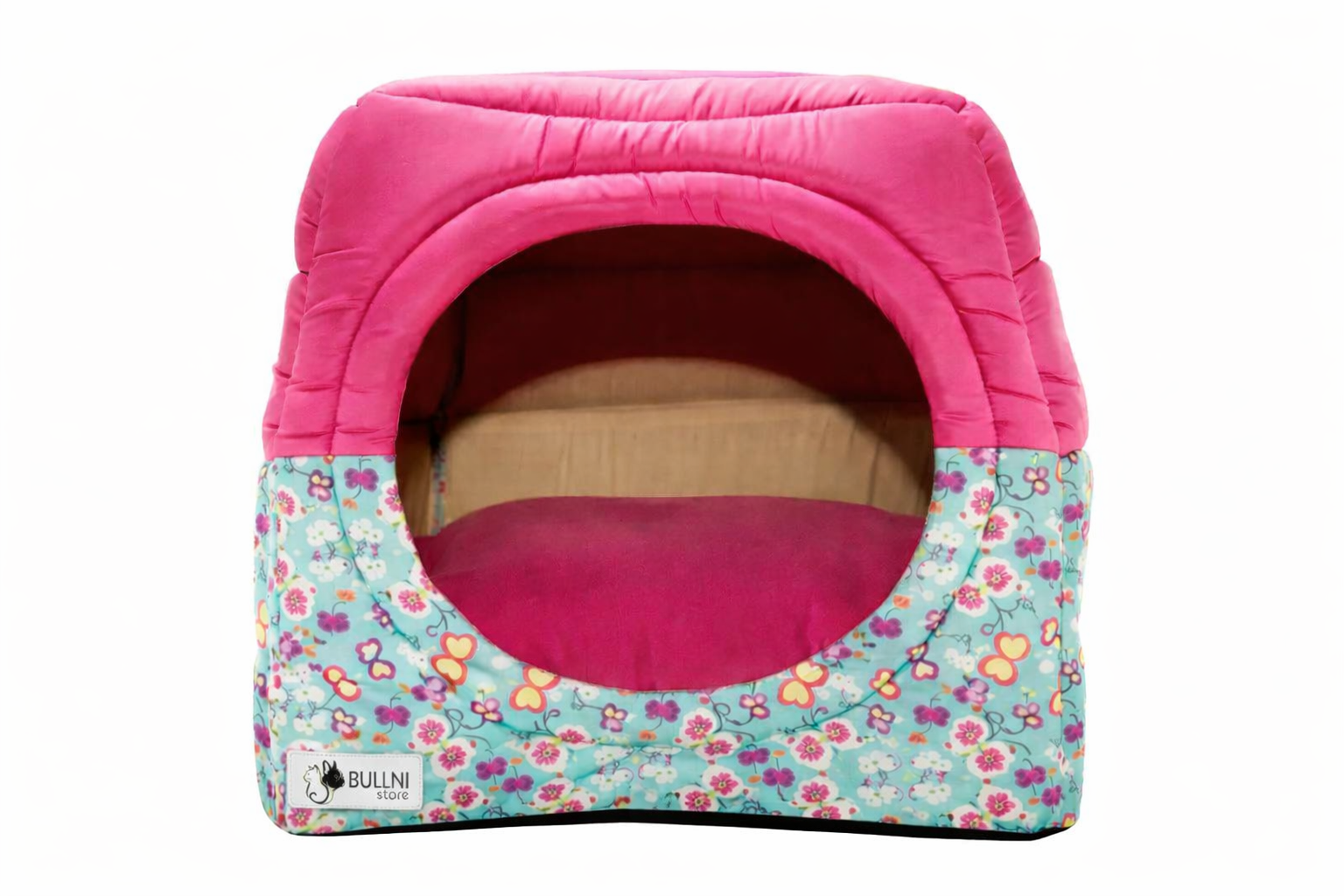 Cama Iglu e Toca Para Cachorro Bullni Luxo Rosa Borboleta Tamanho:G