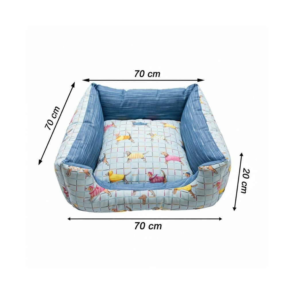 Cama Para Cachorro Quadrada impermeavel Azul Pets Drop