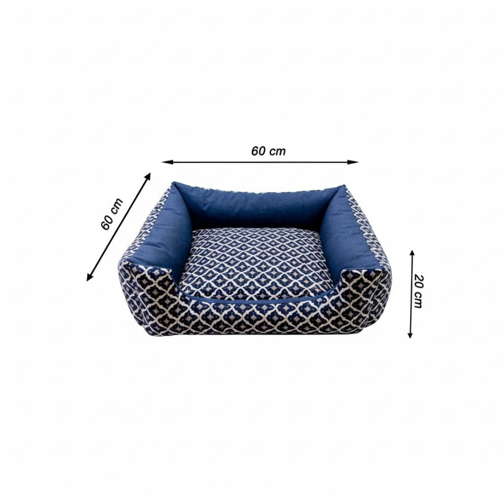 Cama Para Cachorro Quadrada Marinho Geometrico Drop
