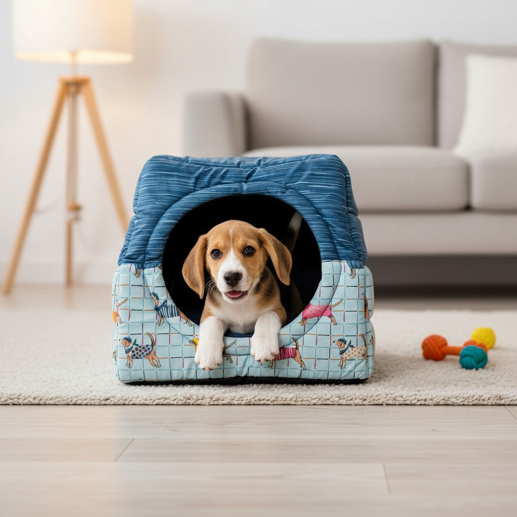 Toca Iglu Cachorro Gato Impermeavel Azul Pets Drop