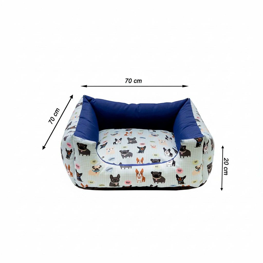 Cama Para Cachorro Quadrada impermeavel Azul Dog Drop