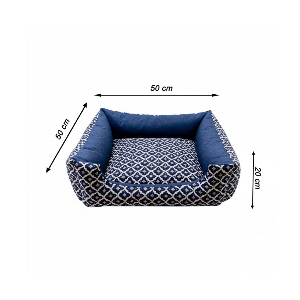 Cama Para Cachorro Quadrada Marinho Geometrico Drop