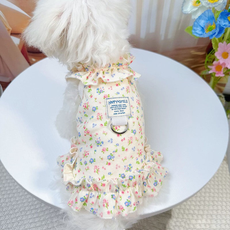 Primavera verão vestido floral  para cães