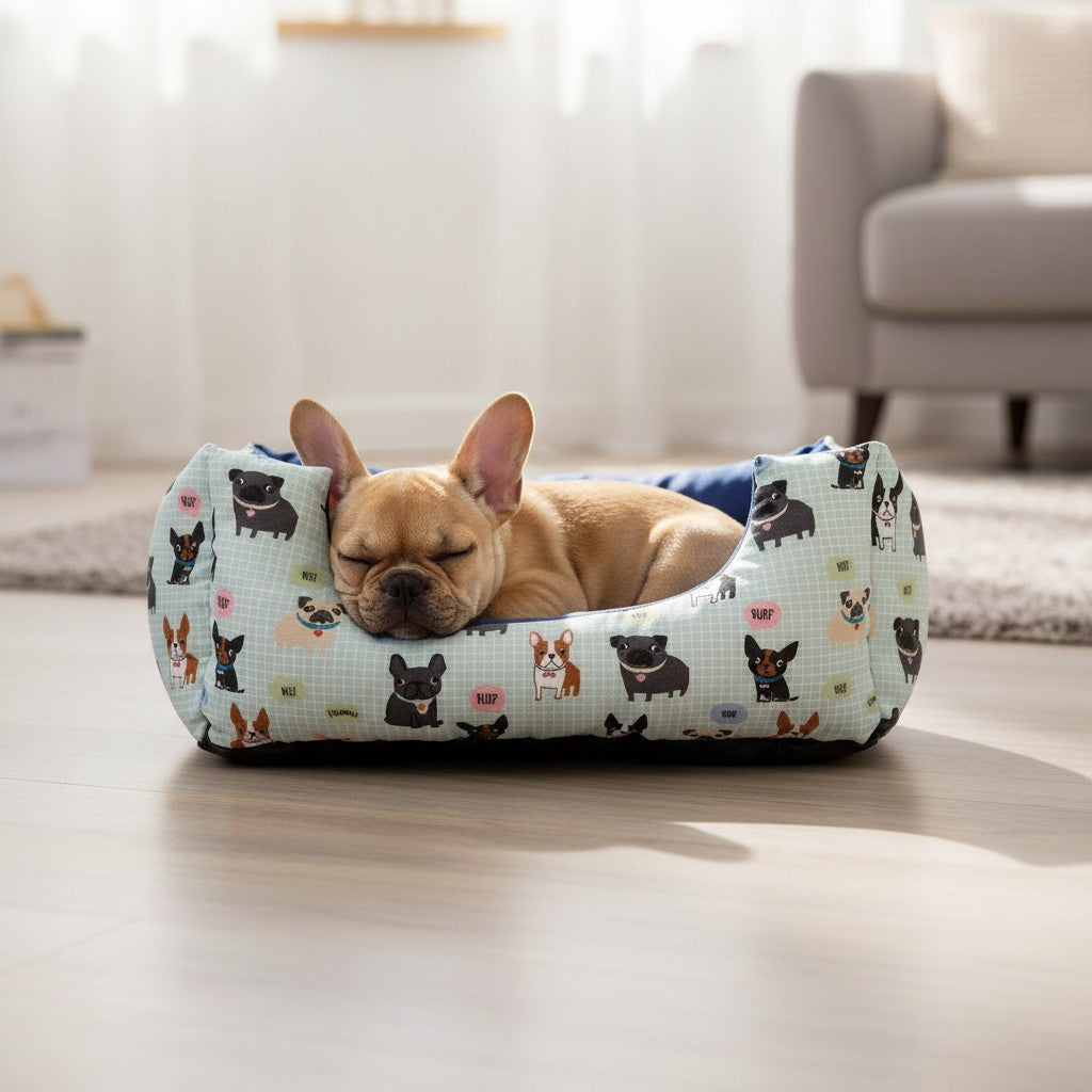 Cama Para Cachorro Quadrada impermeavel Azul Dog Drop