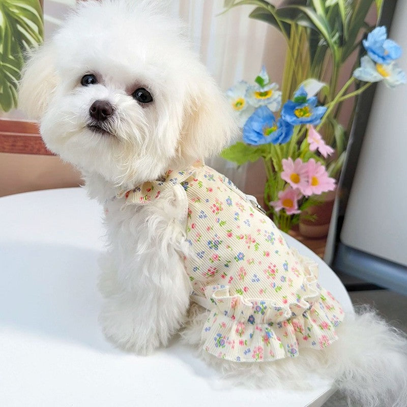 Primavera verão vestido floral  para cães