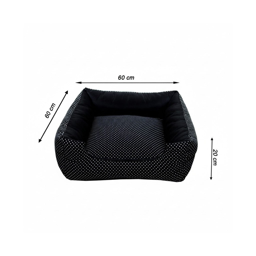 Cama Para Cachorro Quadrada conforto Preto Poa Drop