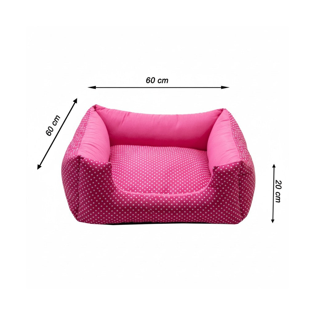 Cama Para Cachorro Quadrada conforto Rosa Poa Drop