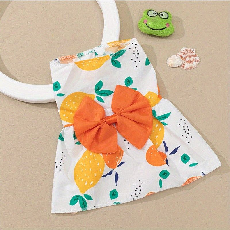 Vestido para animais de estimação, roupa floral macia e sem mangas para cães