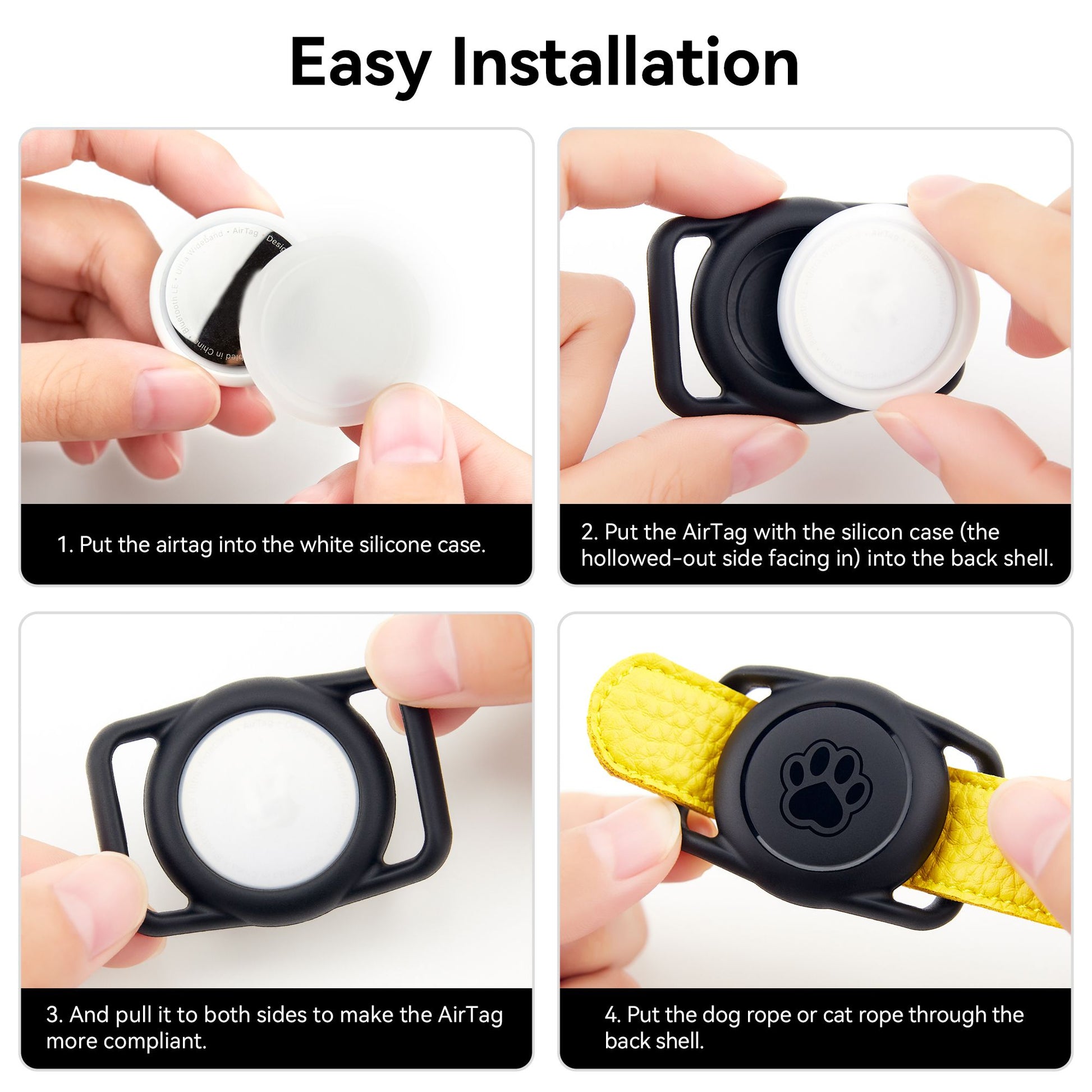 2 pacotes airtag coleira  silicone à prova d'agua