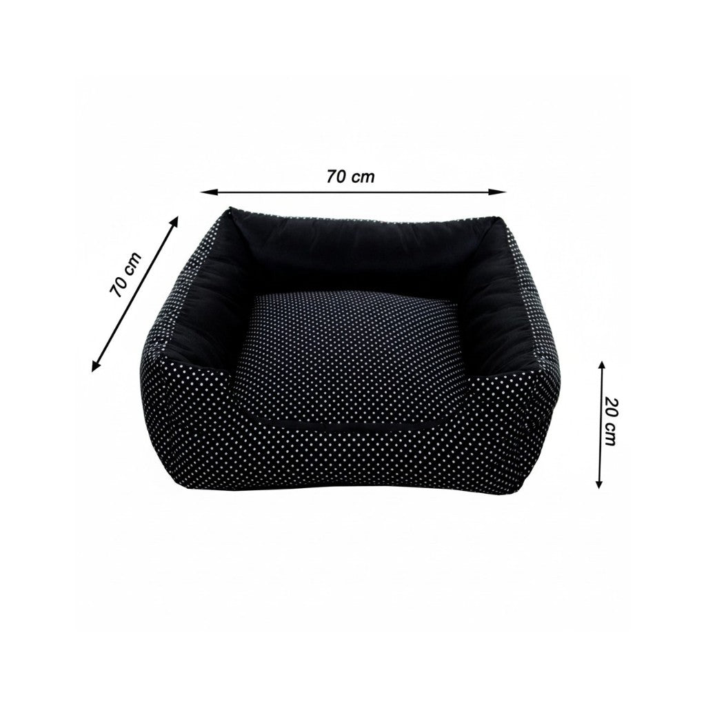 Cama Para Cachorro Quadrada conforto Preto Poa Drop